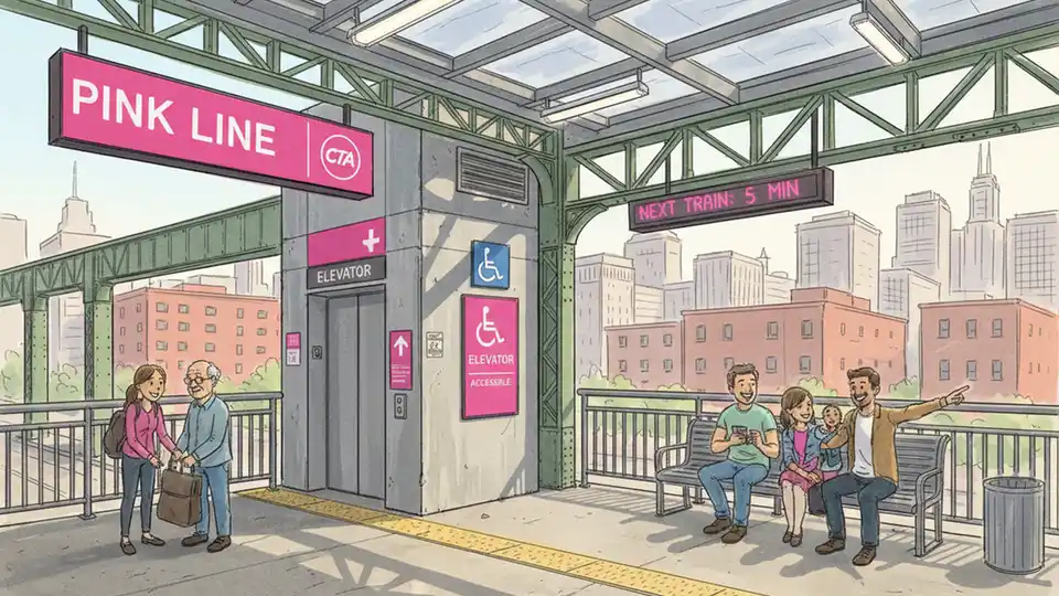 Pink Line Elevator Out, Riders Adjust Routes