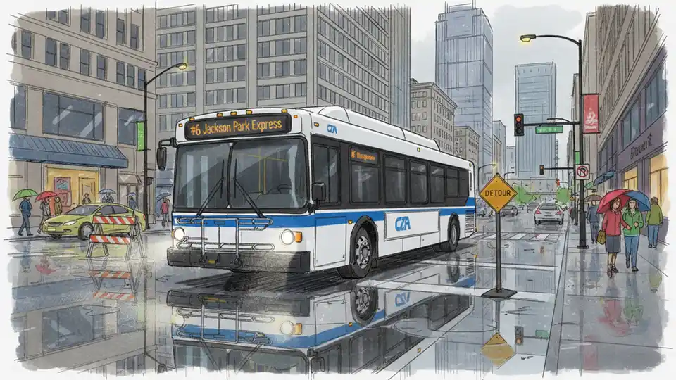 CTA Reroutes #6 Bus Around Downtown Flooding