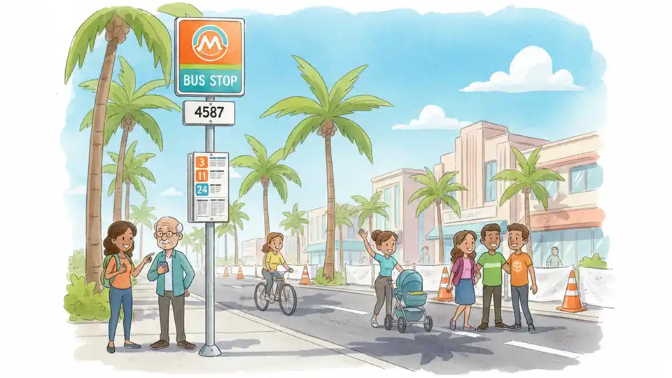 Miami Bus Stop Closes for Road Construction