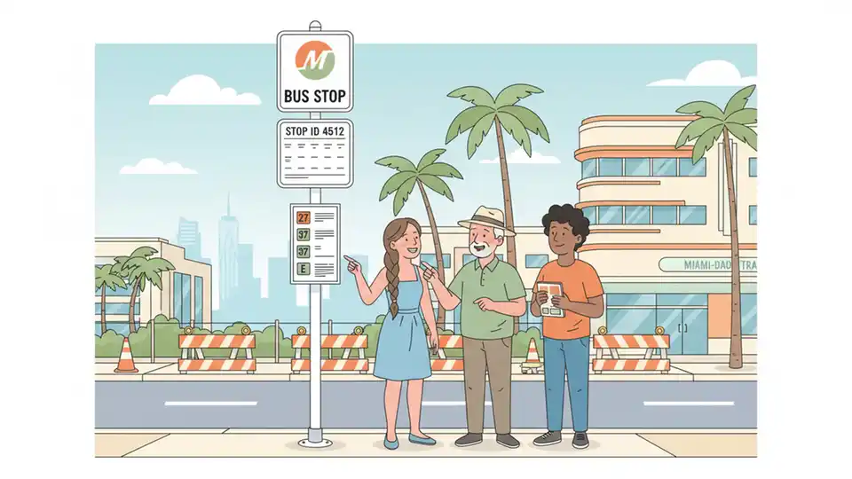 Miami Bus Stop Closes for Road Construction