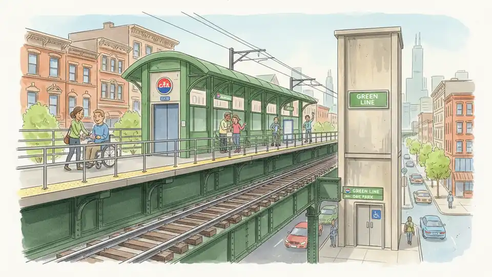 CTA Green Line Elevator Repair Underway at Indiana