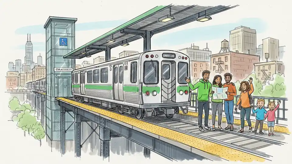 Chicago Green Line Elevator Out at Central Station