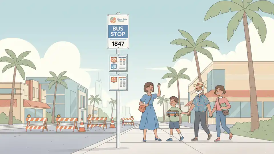 Miami Bus Stop Closes for Road Construction
