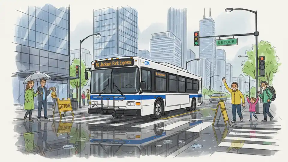 CTA Reroutes #6 Bus Around Downtown Flooding