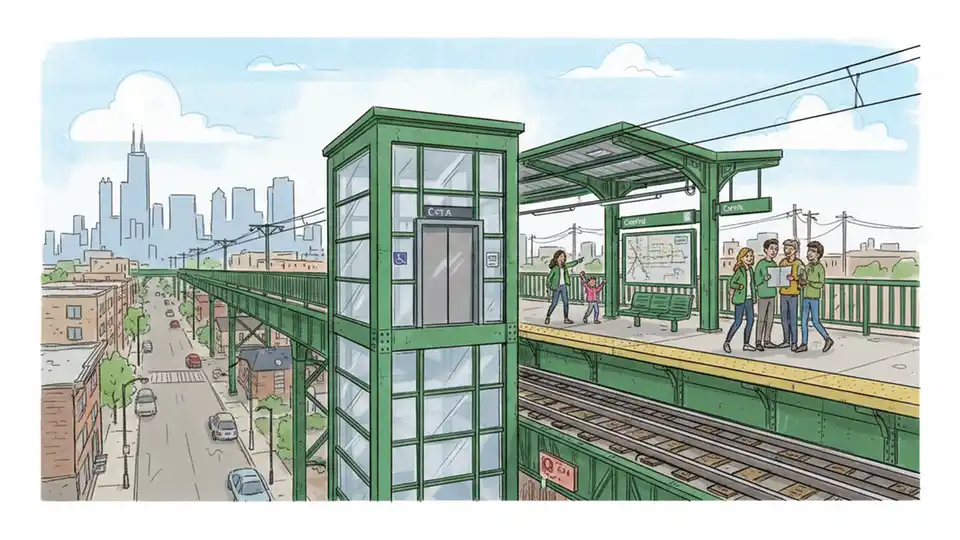 CTA Green Line Elevator Out at Central Station