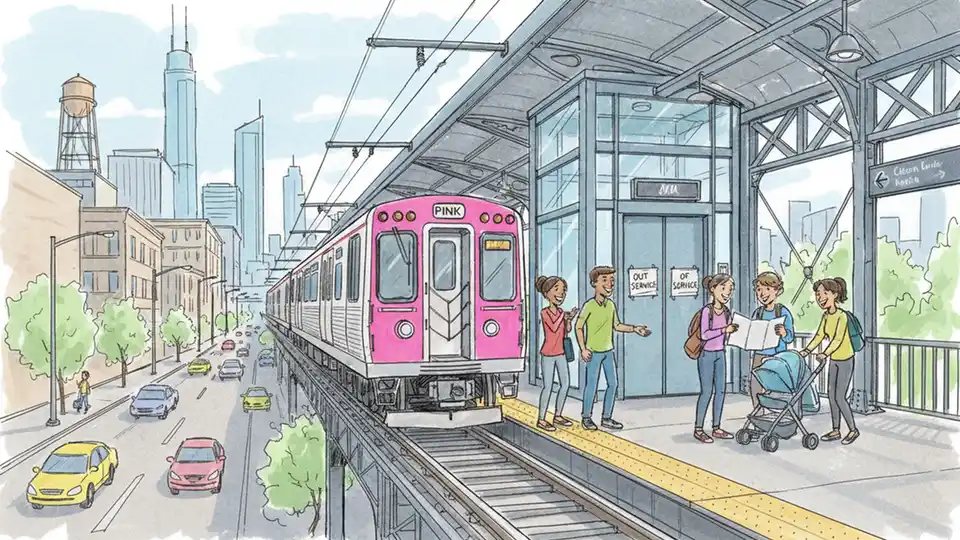 CTA Pink Line Elevator Out at California Stop