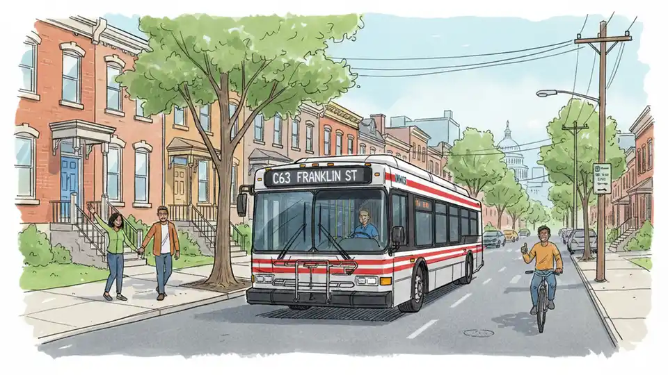 WMATA C63 Reroutes Around Franklin Street Work