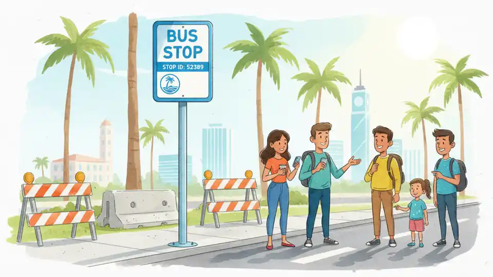 Miami Bus Stop Closes for Road Construction