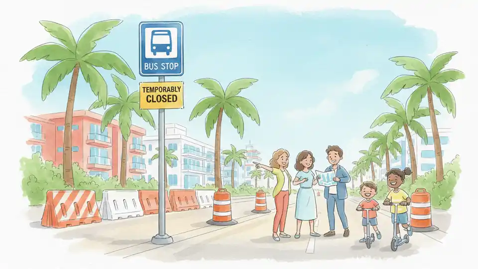 A1A Bus Stop Closes for Road Construction
