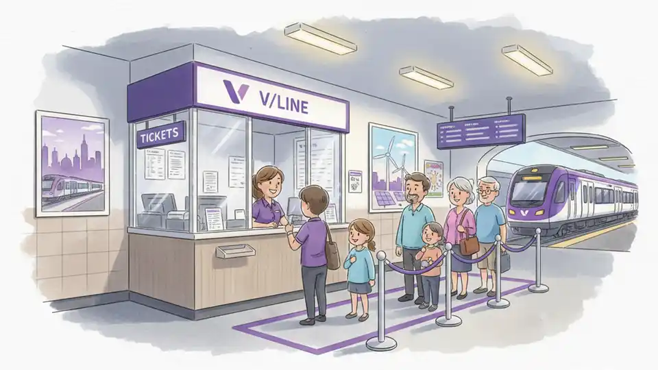 V/Line ticket counter at staffed regional station