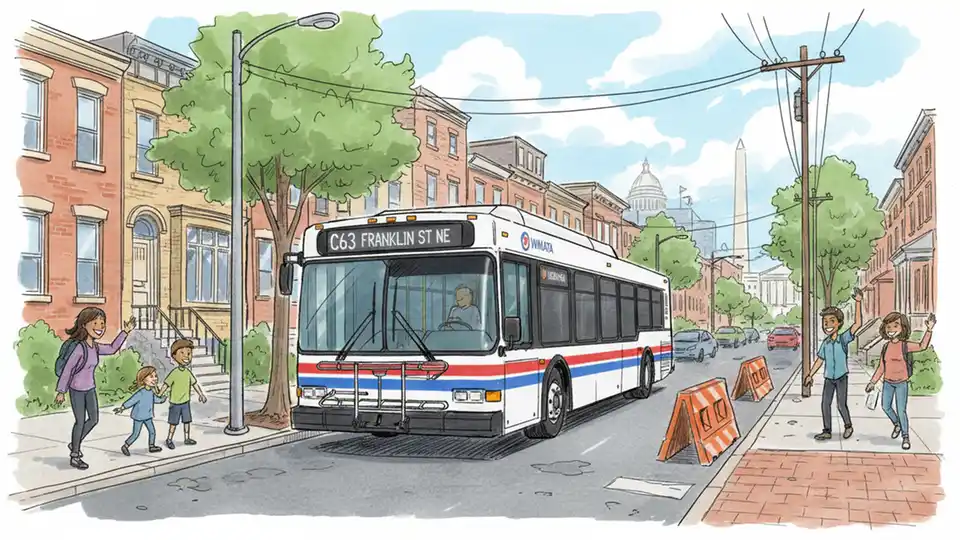 WMATA C63 Detours Around Franklin Street Work