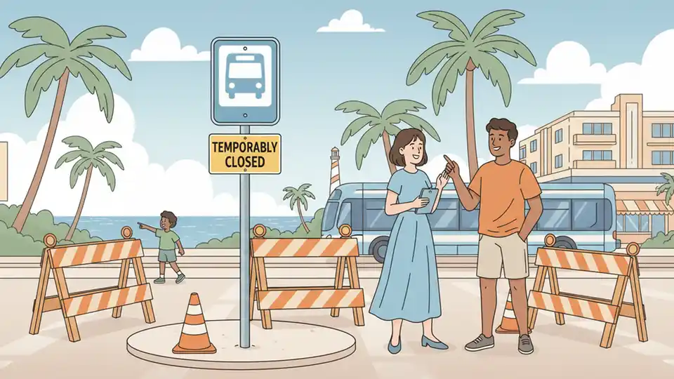 A1A Bus Stop Closes for Road Work