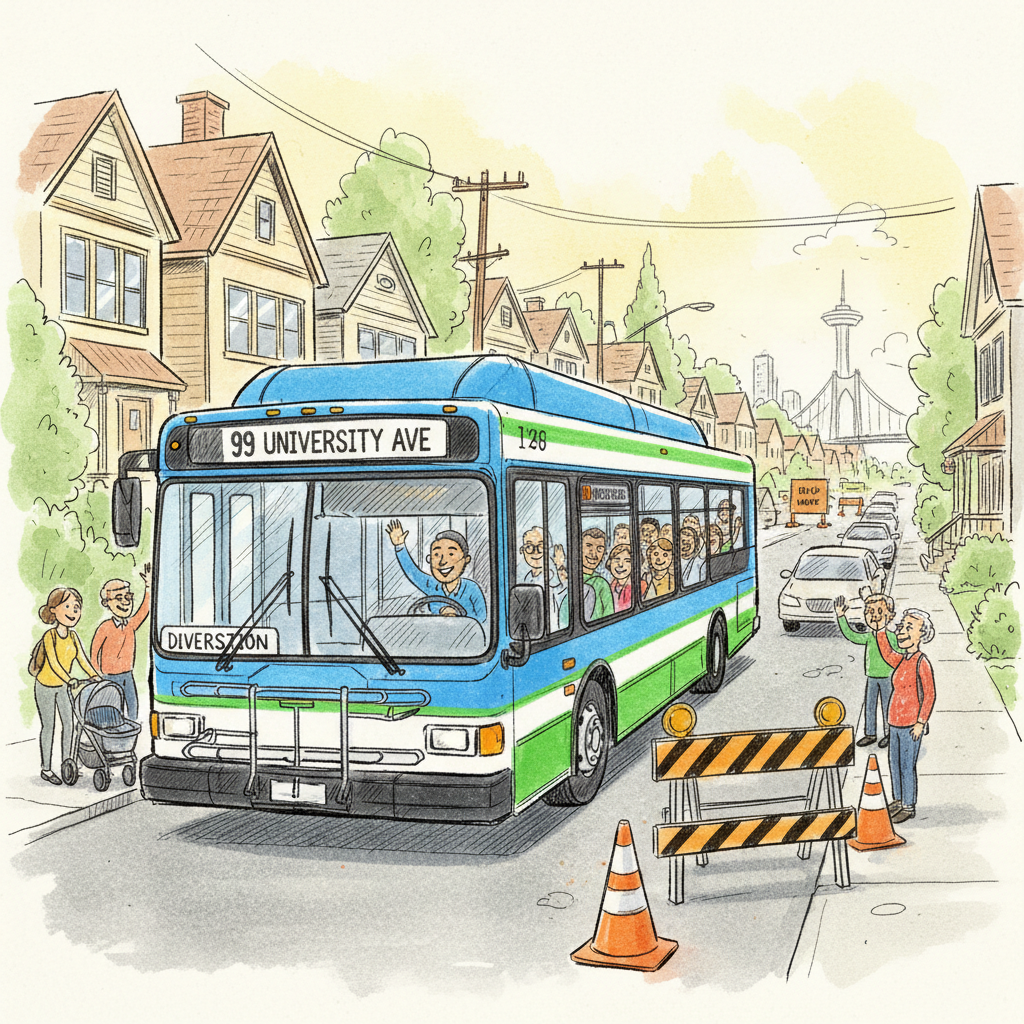 North West Service 320 Adapts Route Around Works