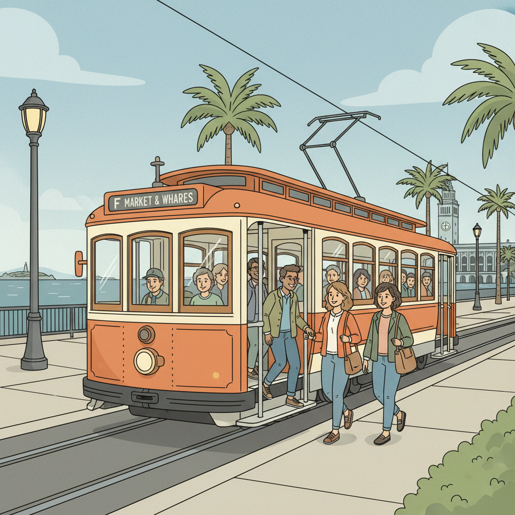 SF F Market Streetcars Adapt During Waterfront Work