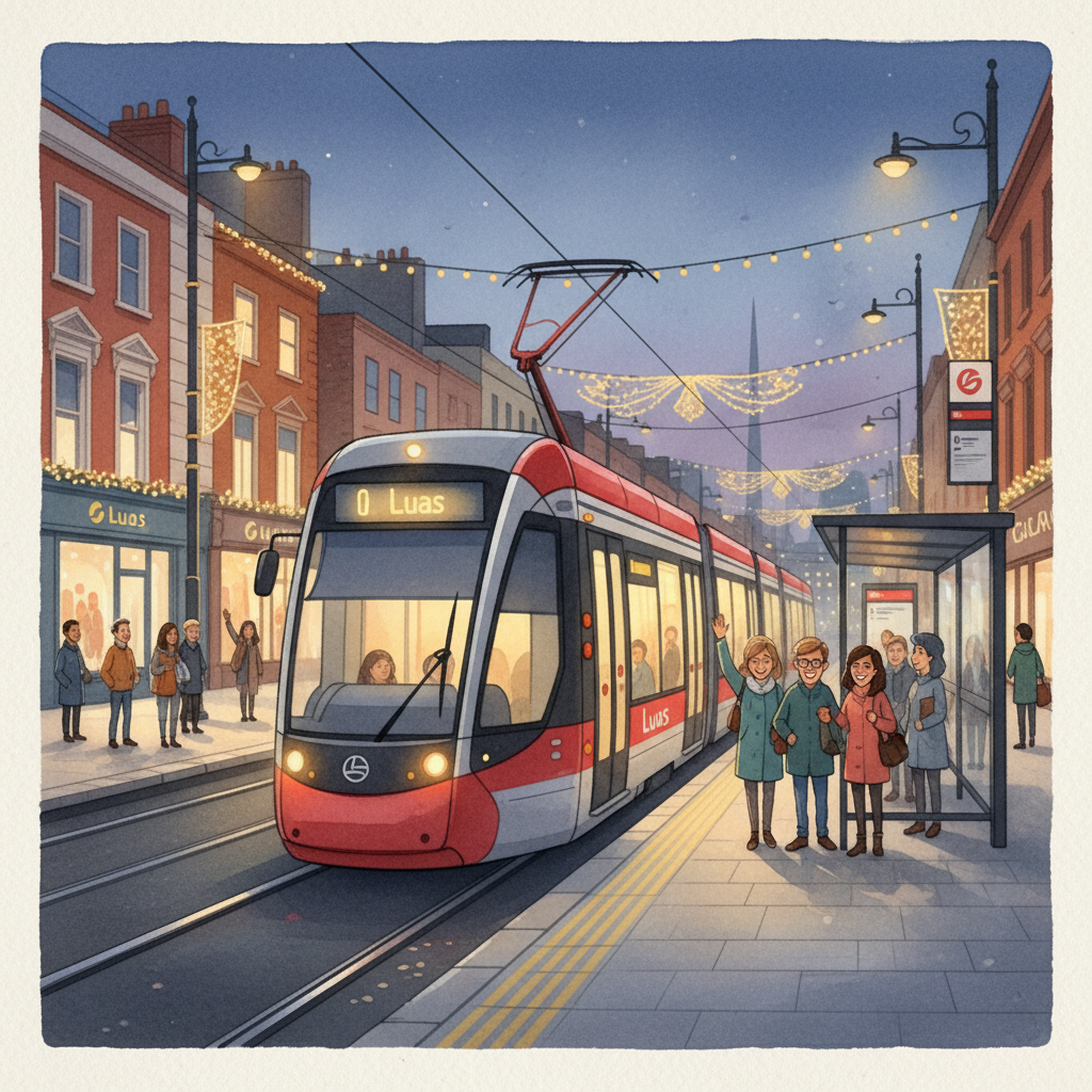 Dublin Luas Connects Riders to Winter Lights Festival