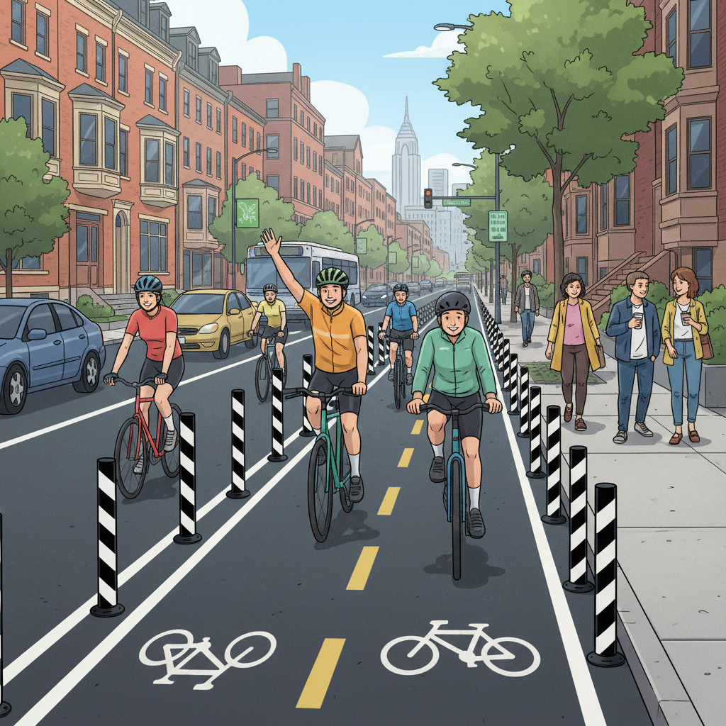 Boston Adds Zebra Barriers to Protect Cyclists