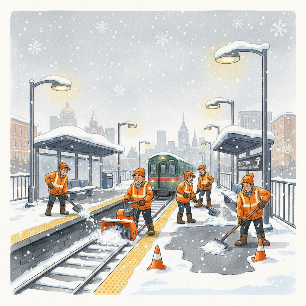 Boston Transit Adapts as Crews Battle Winter Weather