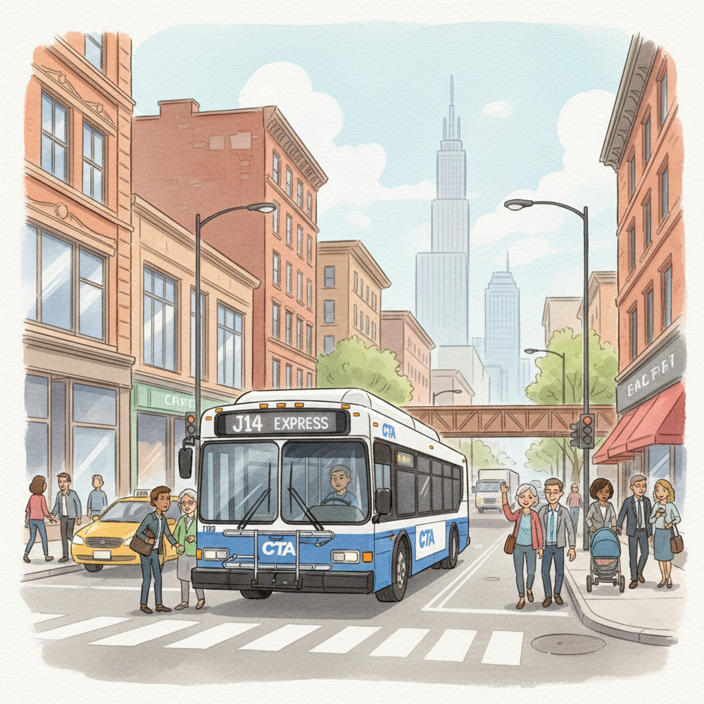 Chicago CTA Route 152 Adapts to Street Blockage