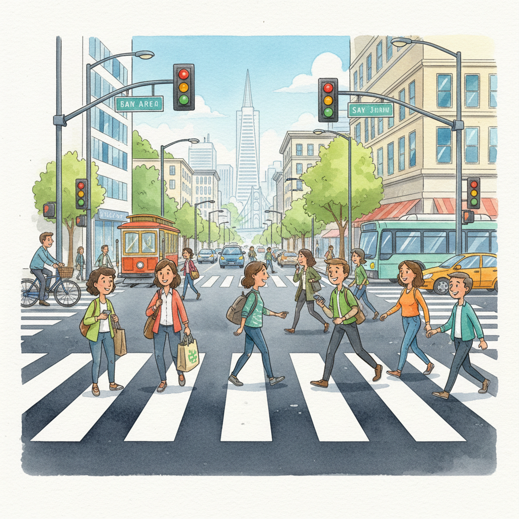 SF Bay Area Crosswalks: Same Rules, Better Visibility