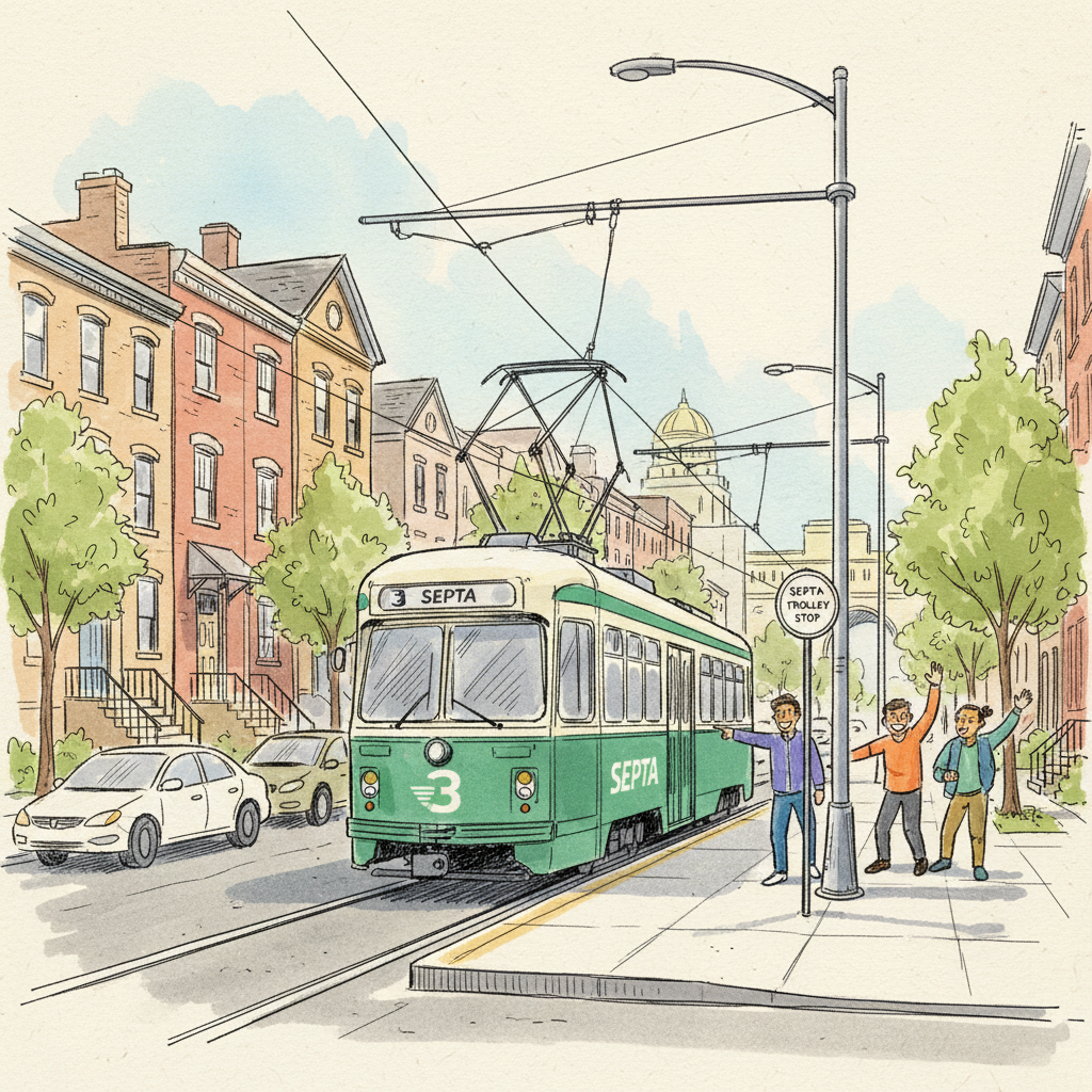 Philadelphia T3 Trolley Recovering After Track Blockage