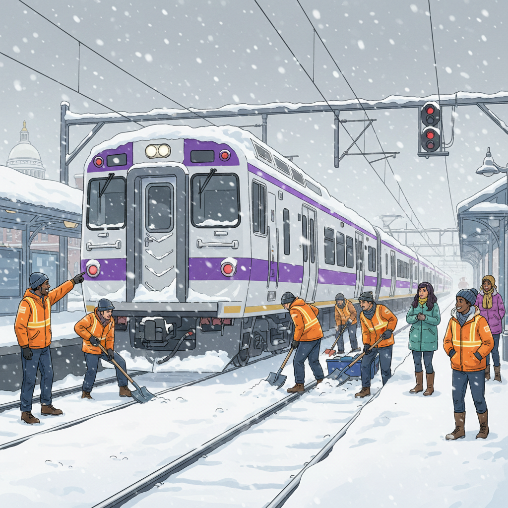 Boston MBTA Adapts Service as Crews Battle Winter Storm