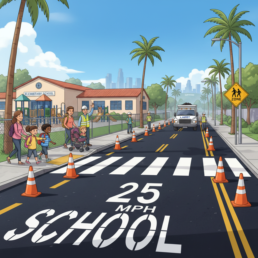 LA Adds Quick-Build Safety Lane for Students