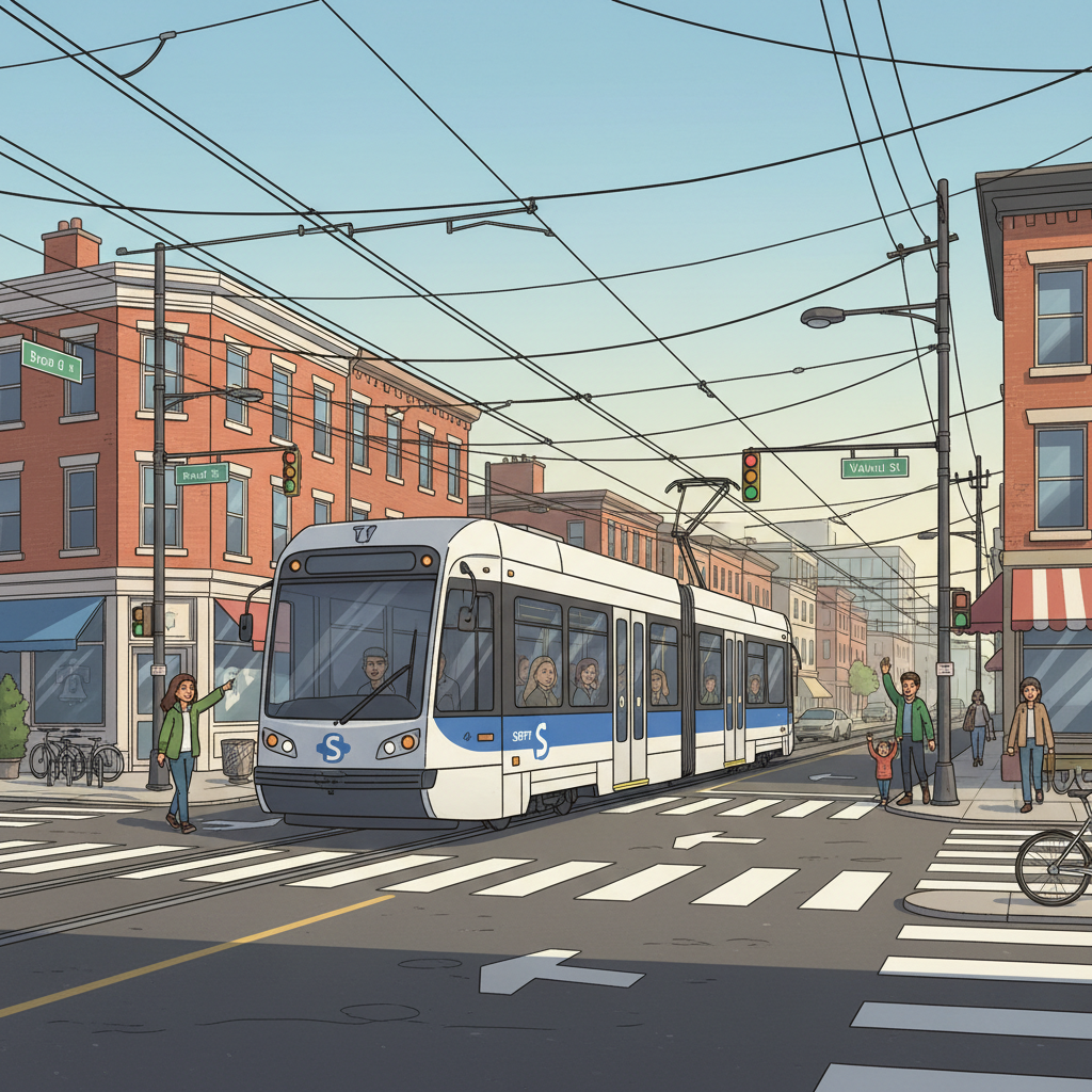 Philadelphia T1 Trolley Adapts After Track Blockage