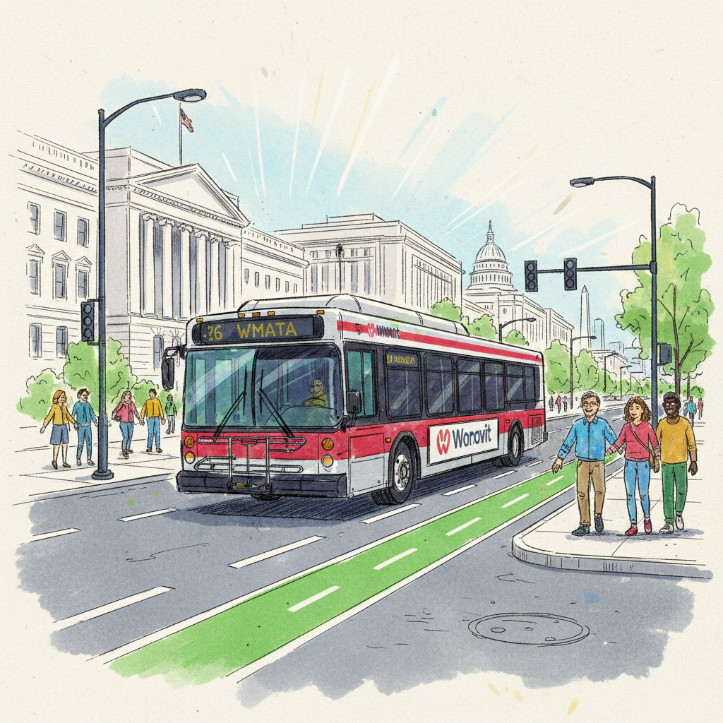 DC A58 Bus Adjusts for Veterans Day Parade