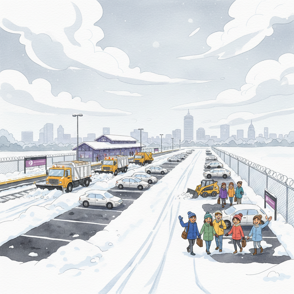 Boston MBTA Parking Adapts During Snow Clearing