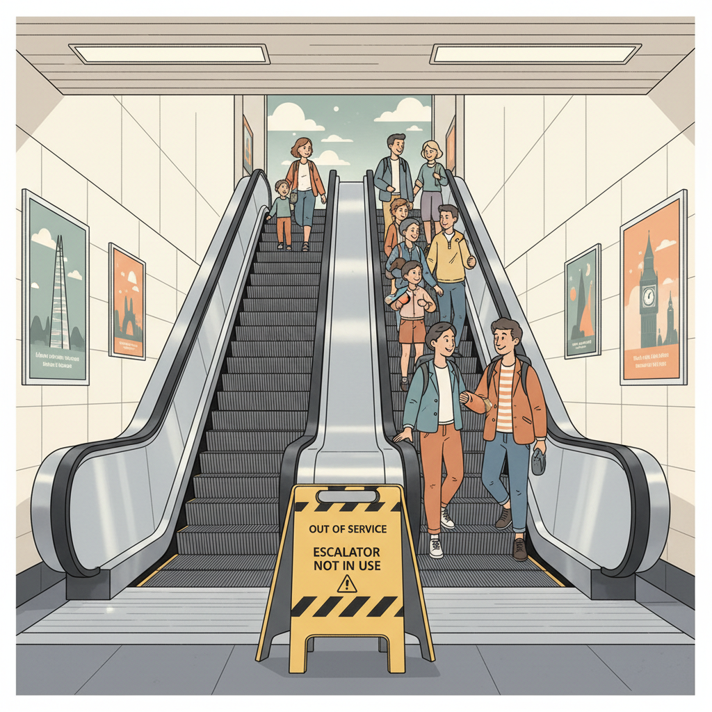 London Station Escalator Down — Repairs Underway