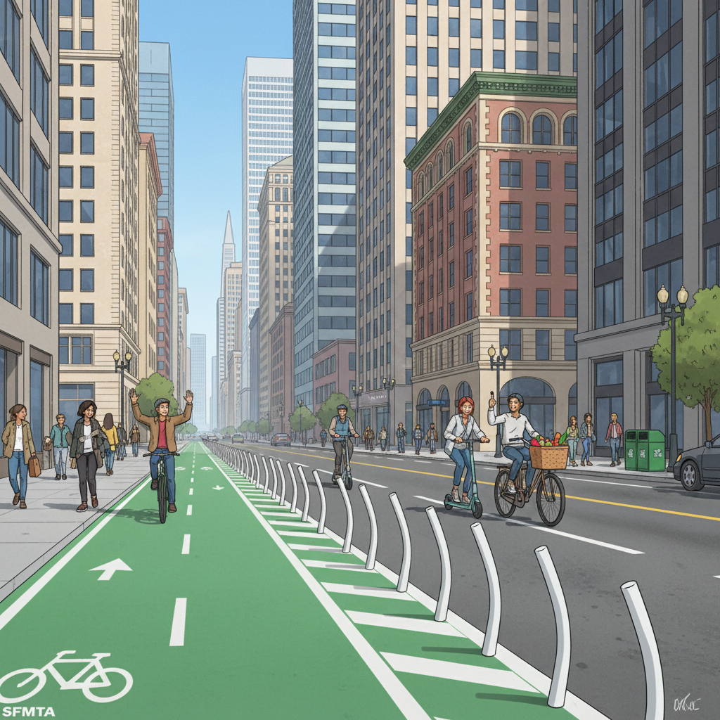 SF Adds Protected Bike Lanes to Financial District