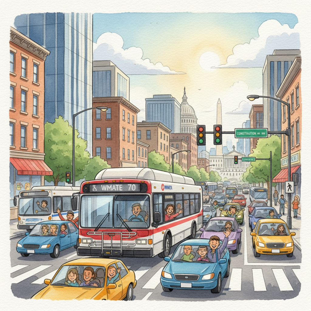 DC F23 Bus Adjusts for Labor Day Car Show