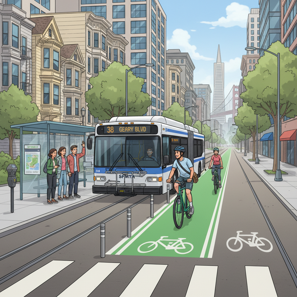 SF Adds Protected Bike Lanes to Anza Street