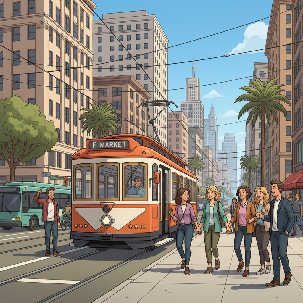 SF F Market Streetcar Resumes After Brief Delay