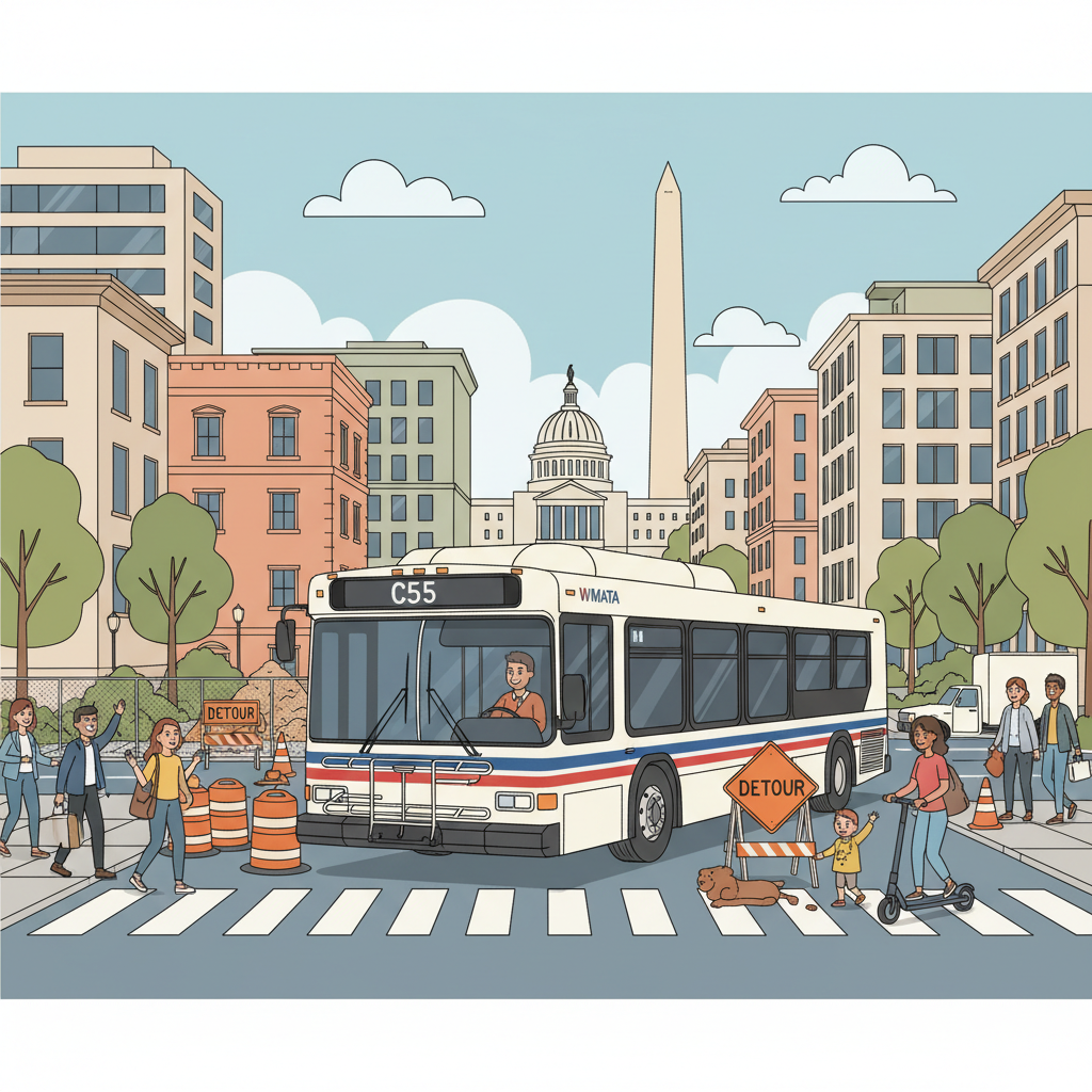 DC C55 Detours as 7th Street Work Reshapes Routes