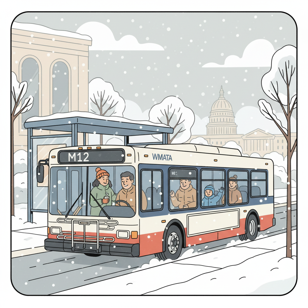 DC-MD-VA M12 Bus Adapts Route for Winter Safety