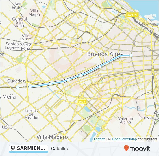 Línea SARMIENTO: horarios, mapas y paradas - Caballito