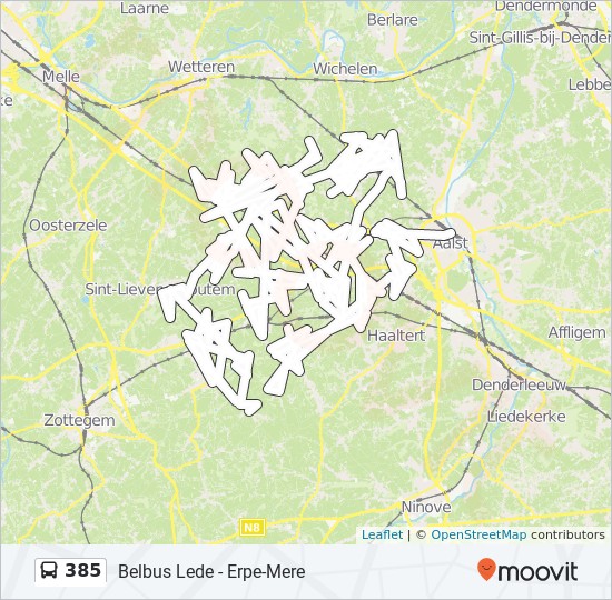 Fascineren Duplicaat Illustreren 385 Route: dienstregelingen, haltes en kaarten - Belbus Lede - Erpe-Mere