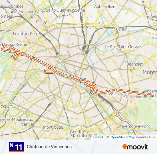 N11 Route Time Schedules Stops Maps Pont De Neuilly Metro