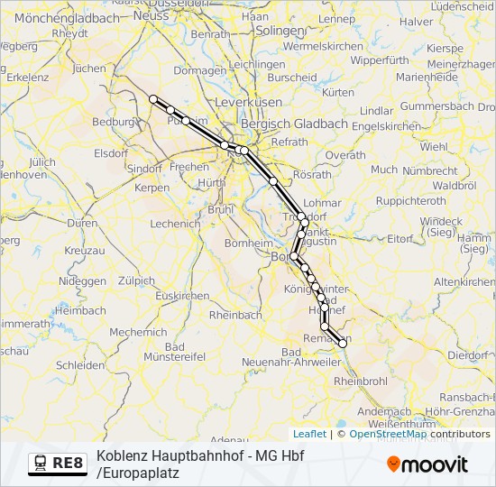 Linie RE8 Fahrpläne, Haltestellen & Karten Köln