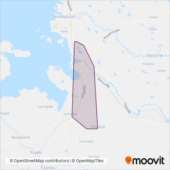 oulu bussireitit kartta Oulun joukkoliikenne: Bussi reitit, kaupungissa Oulu