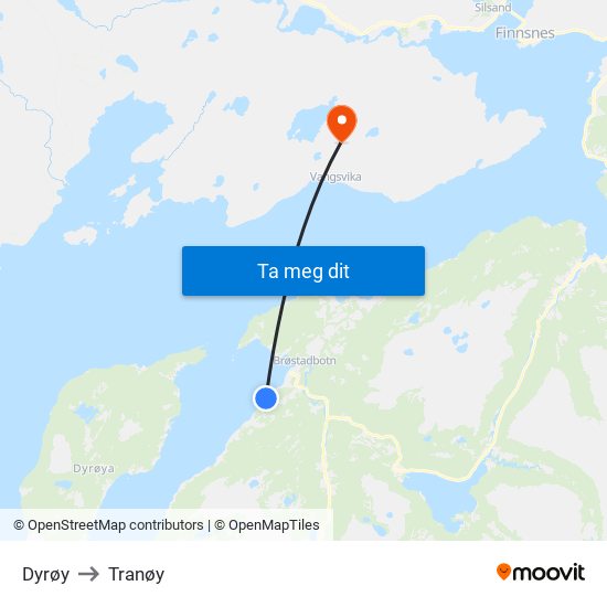 Dyrøy to Dyrøy map