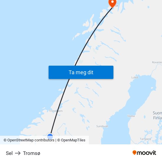 Sel to Tromsø map