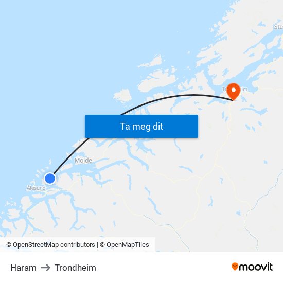 Haram to Trondheim map