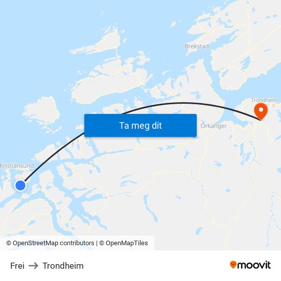 Frei to Trondheim map
