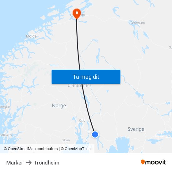 Marker to Trondheim map