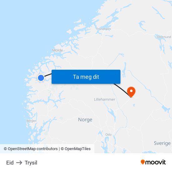 Eid to Trysil map