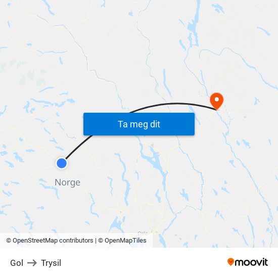 Gol to Trysil map