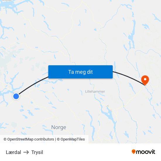 Lærdal to Lærdal map