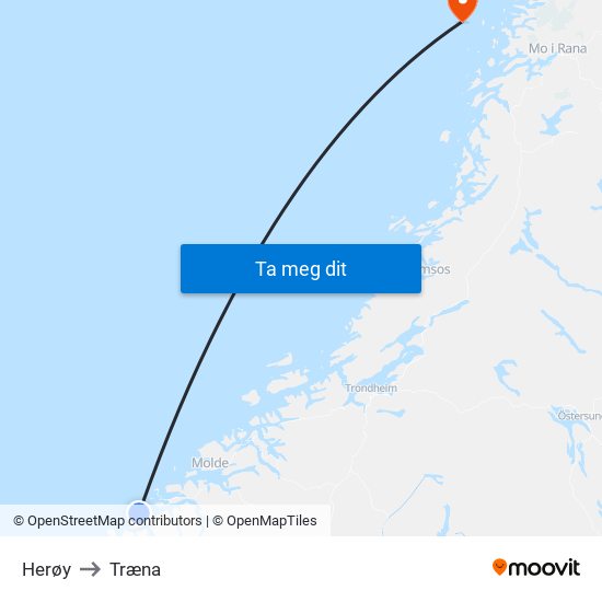 Herøy to Træna map